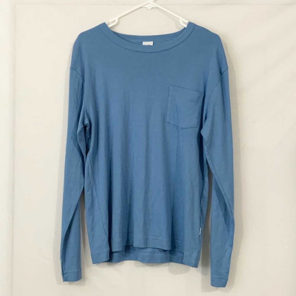 NN07 No Nationality Men’s Arnold Long Sleeve Pocket T-Shirt Blue Size Small